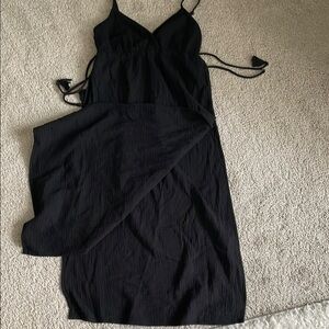 Xhilaration Black tassel split hem swimsuit cover up gauze Dress